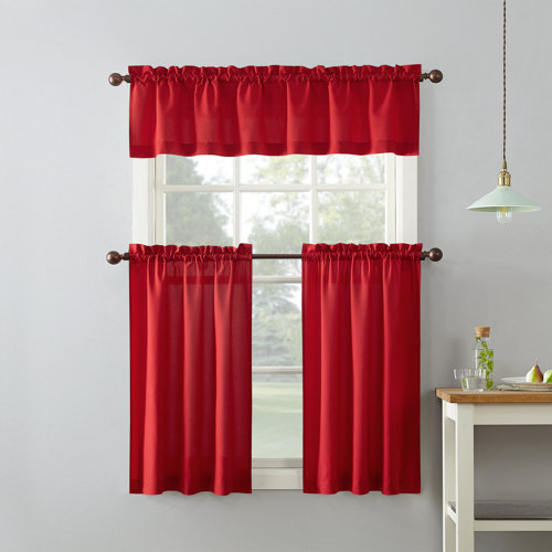 Wayfair Red Valances & Kitchen Curtains You'll Love in 2023
